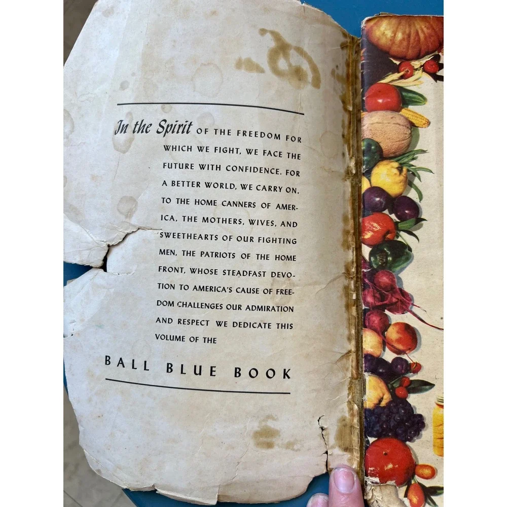 VTG Ball Blue Book Edition W Canning Preserving Recipes Guide Indiana 1944